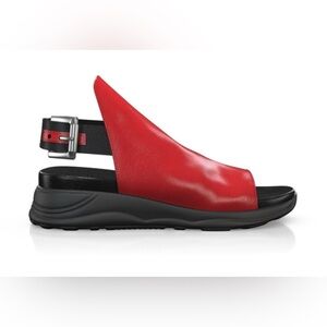 Girotti Chunky Sole Sandals in Red and Black, Size 37